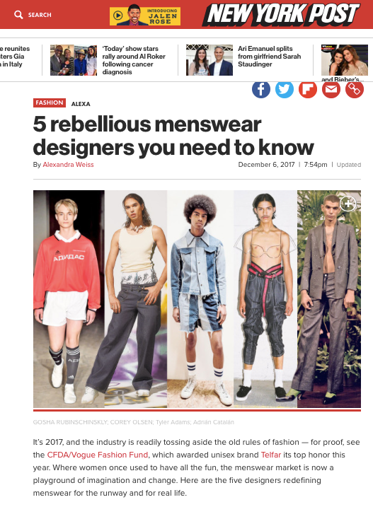 New York Post - 5 rebellious menswear designers you need to know