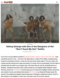 PAPER - Talking Solange with One of the Designers of Her 