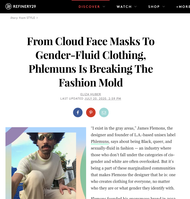 Refinery 29 - From Cloud Face Masks To Gender-Fluid Clothing, Phlemuns Is Breaking The Fashion Mold