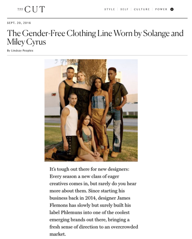 The Cut - The Gender-Free Clothing Line Worn by Solange and Miley Cyrus